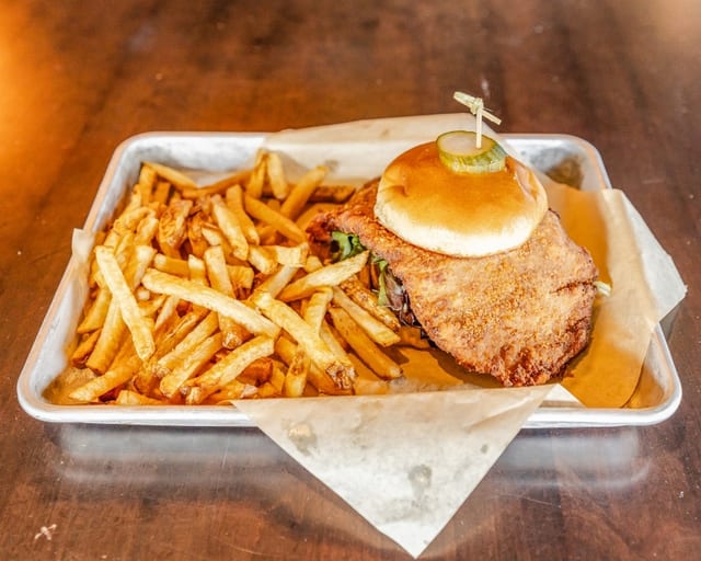 Crispy Pork Tenderloin Sandwich.